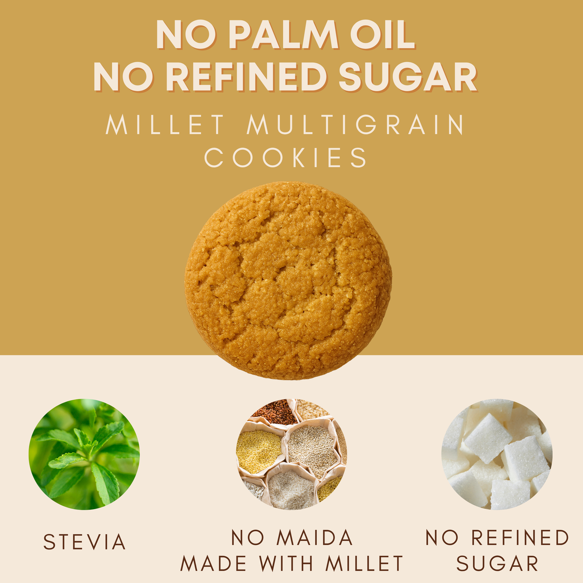 Millet & Multigrain Cookies – Ginger| Stevia Sweetened| Pack of 10 Cookies| Diabetic friendly