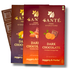 Assorted Pack of 3 | Jaggery Sweetened Dark Chocolates | Roasted Almond, Candied Orange Peel, Original Dark| 50g each